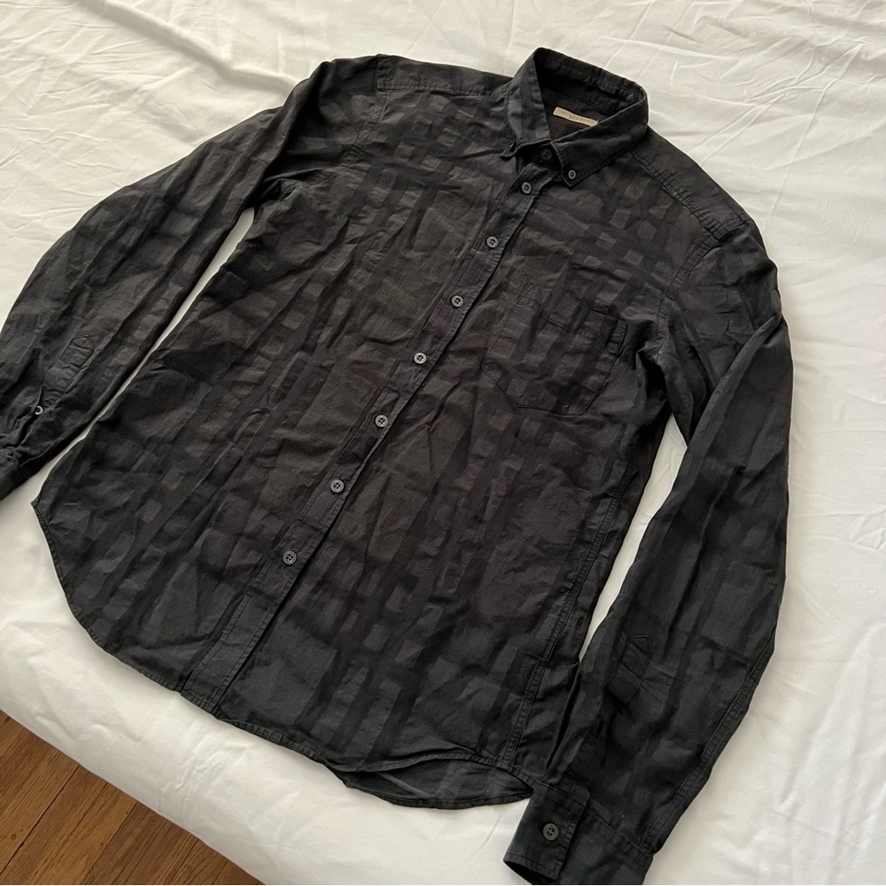 Burberry Brit Black/ Grey Stripe Mens Button Down Dress Shirt